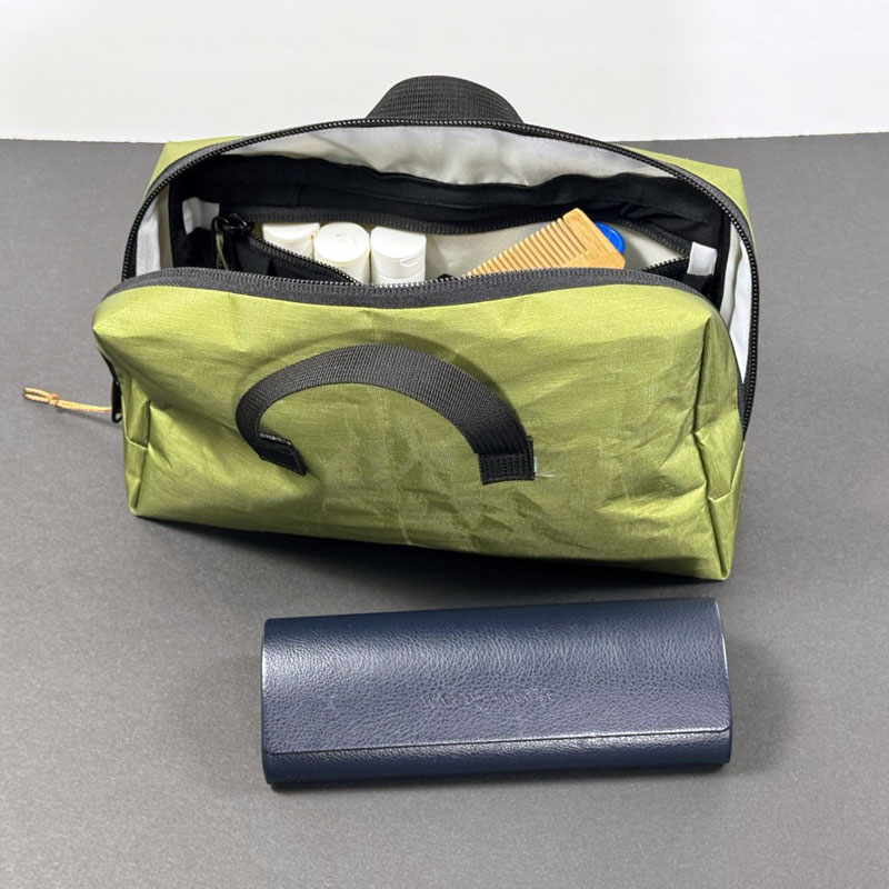 A modern travel toiletries pouch design for outdoor gear makers.
