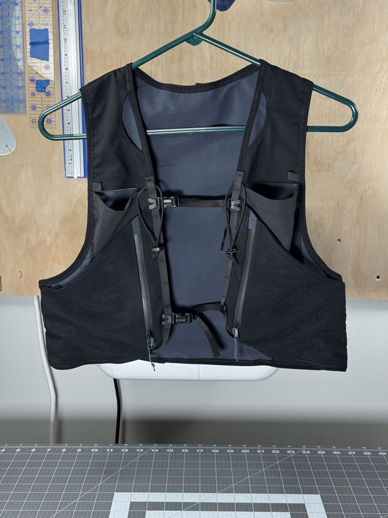 Modern trail running vest sewn at home.